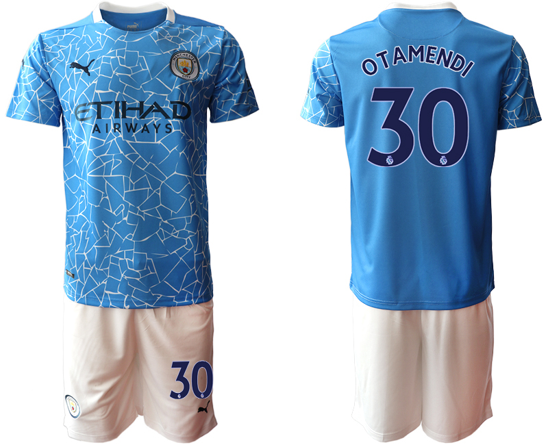 Men 2020-2021 club Manchester City home #30 blue Soccer Jerseys